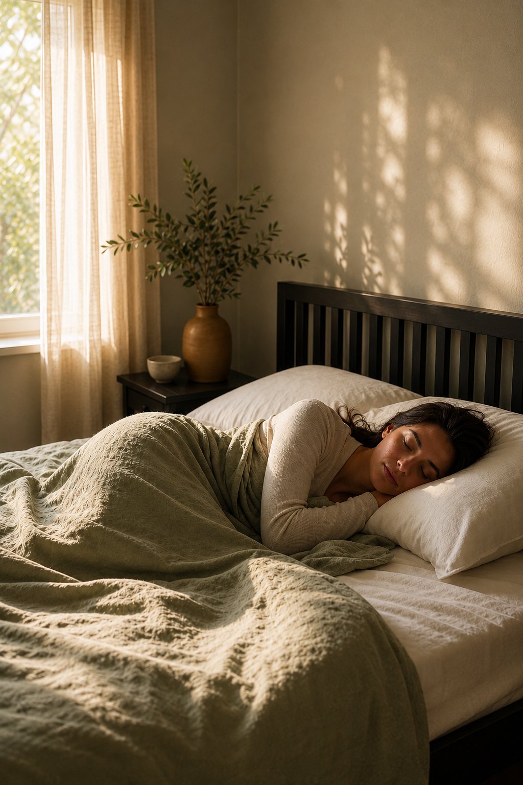 A bedroom in soft morning light