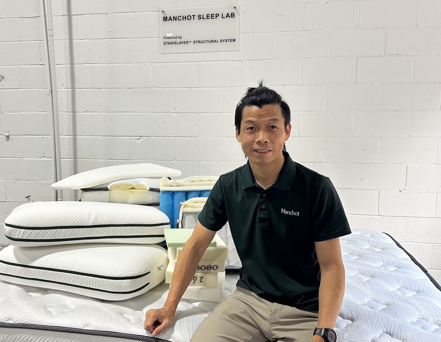 Joshua Gao, founder of Manchot, at the Manchot Sleep Lab