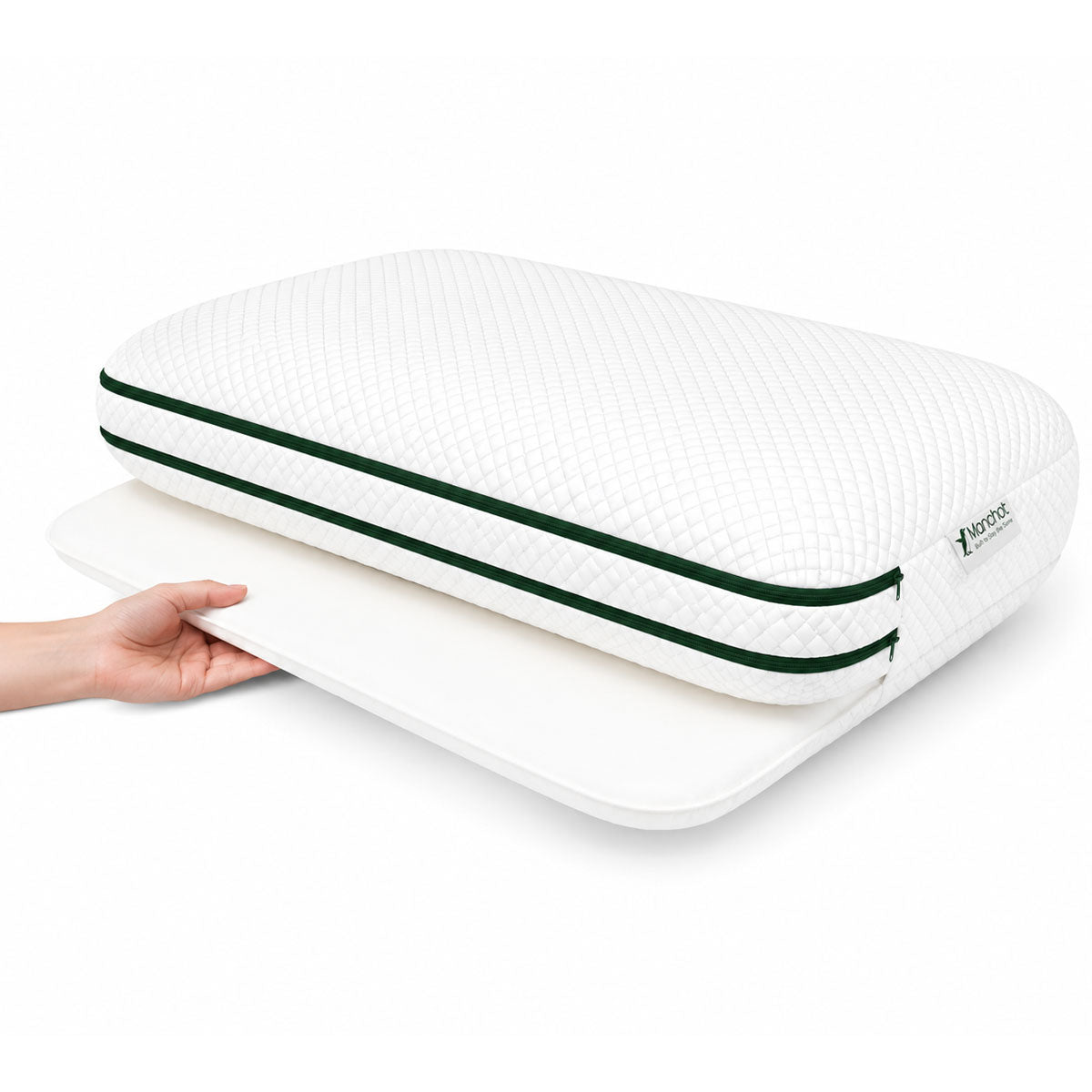 manchot cradle adjustable pillow with removable booster layer for customizable height and personalized support
