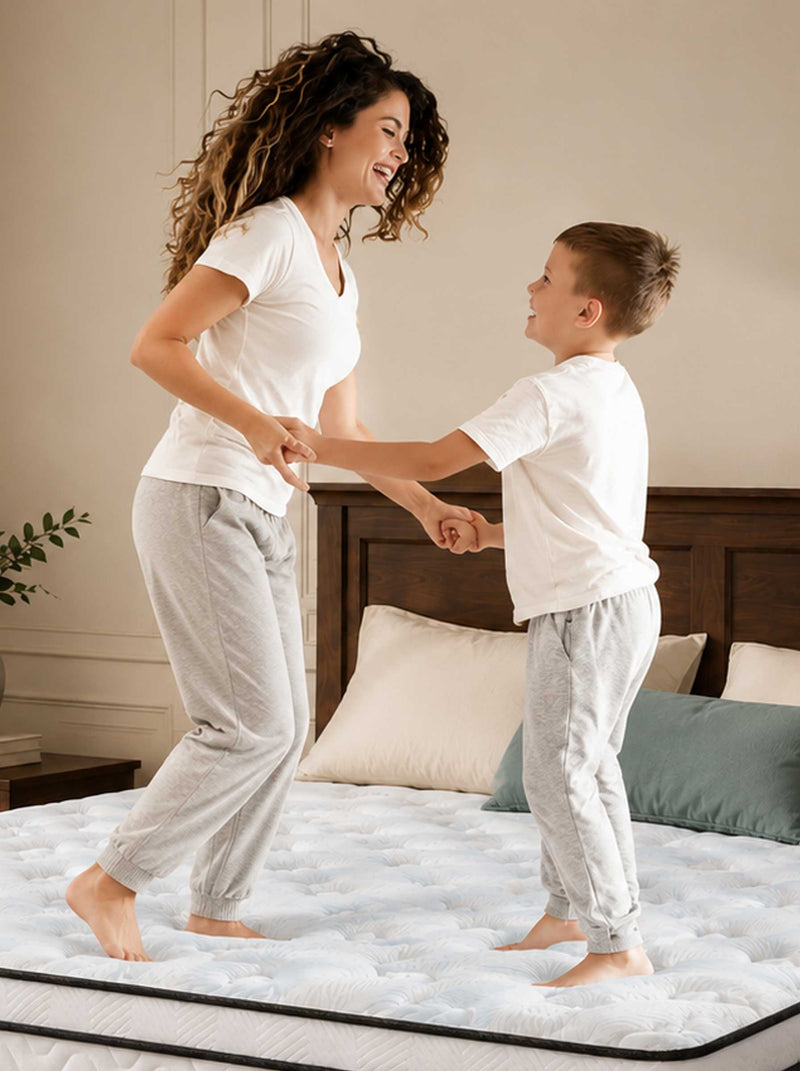 manchot essential hybrid mattress full surface stability family use scene