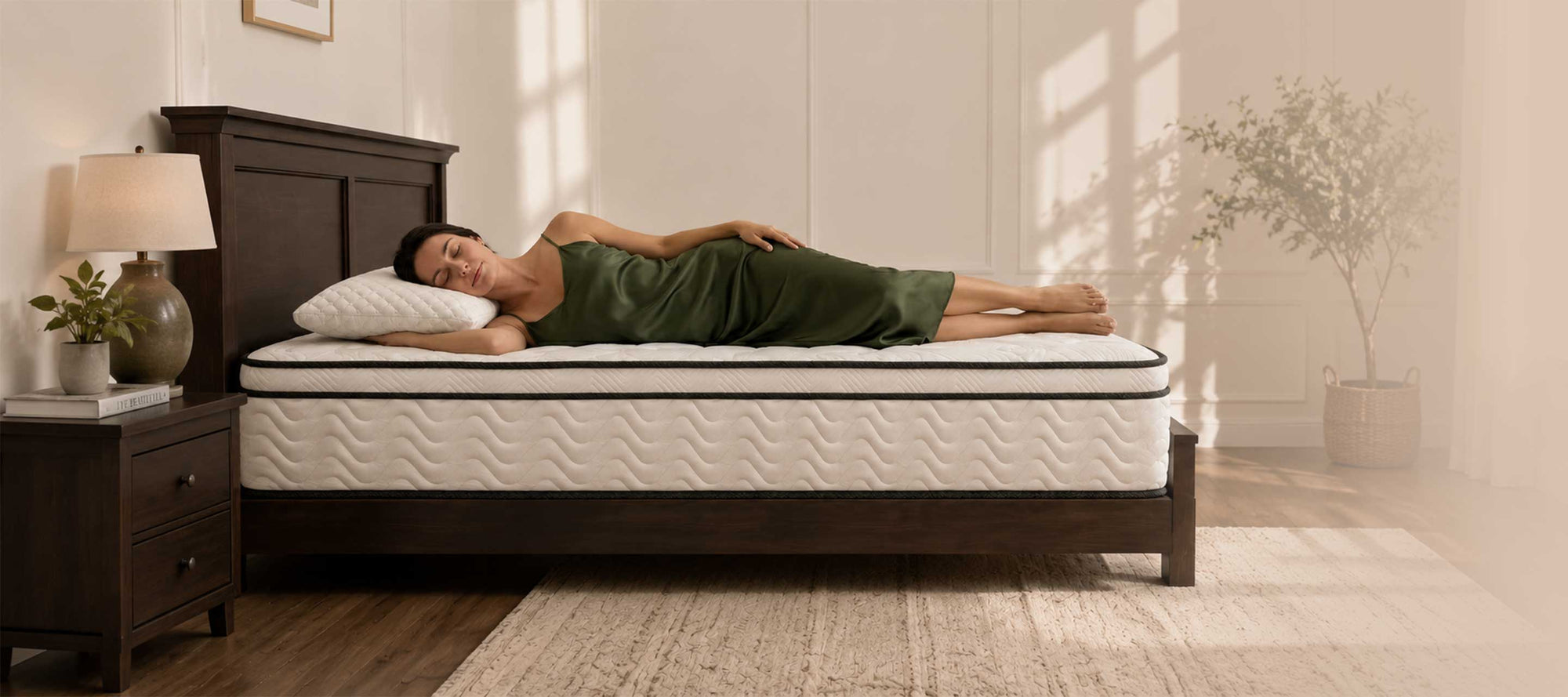 manchot essential hybrid mattress side sleeper spinal support scene