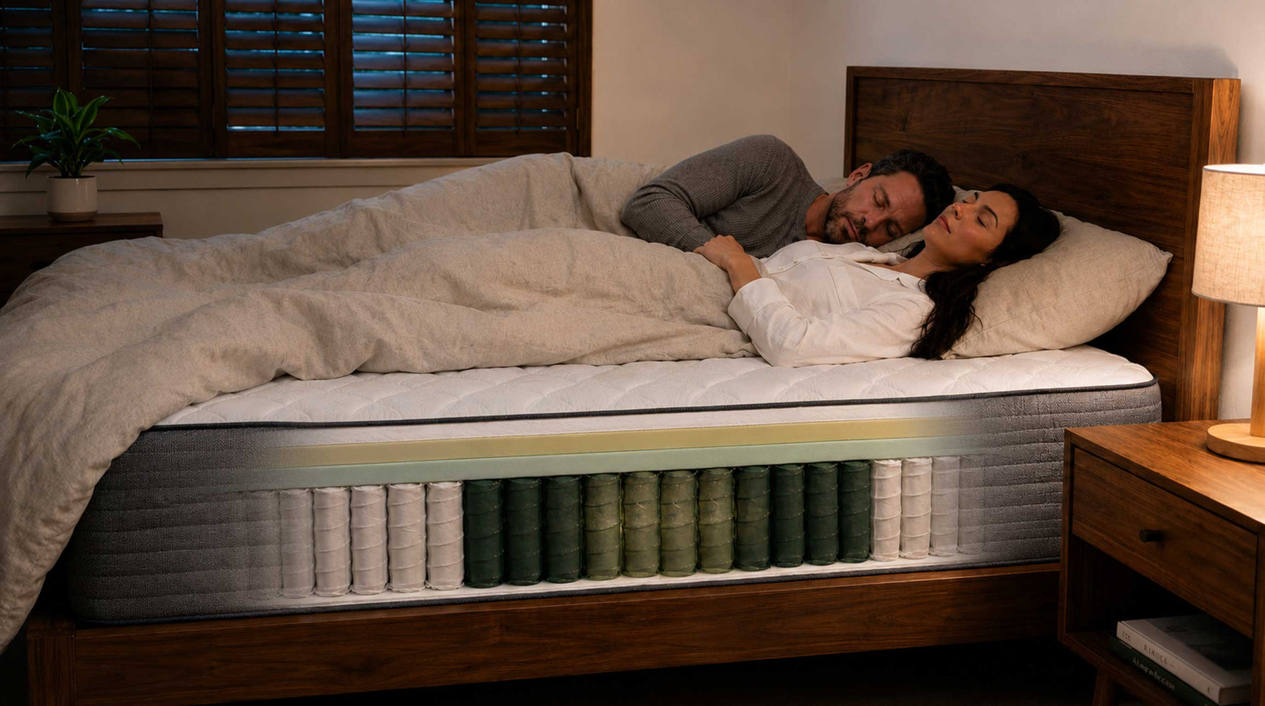 manchot hybrid mattress reinforced center support sleep scene