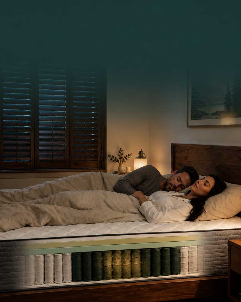 manchot hybrid mattress reinforced center support sleep scene