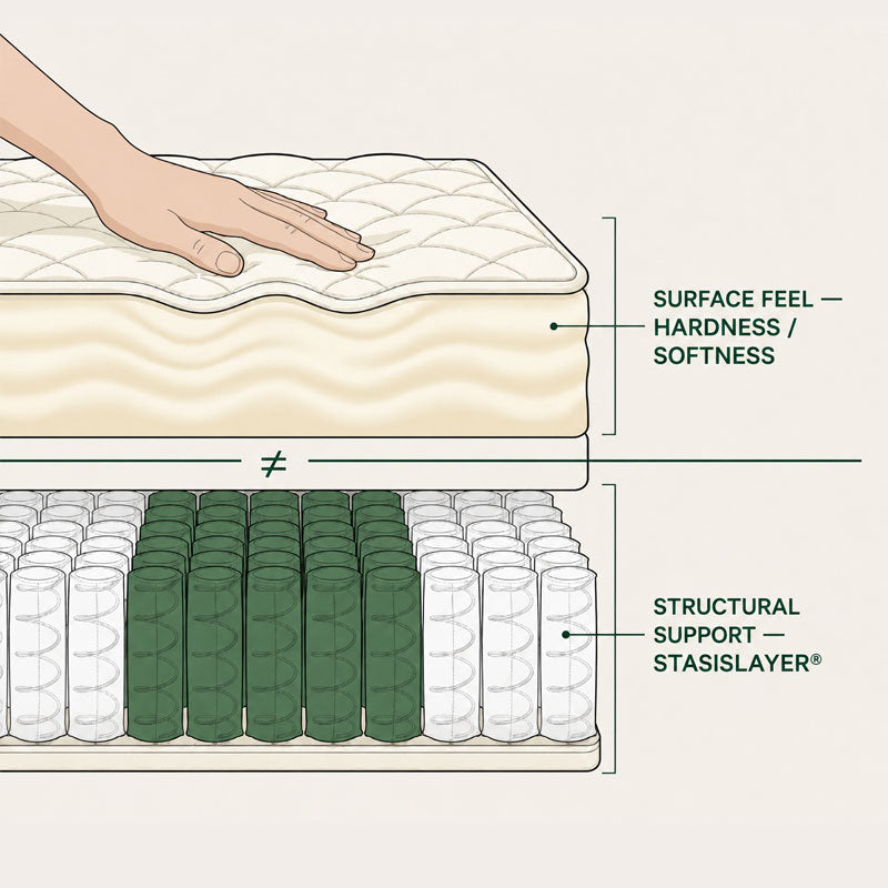 mattress support versus firmness structural support layer diagram