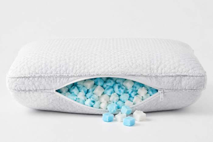 Shredded memory foam adjustable pillow cross-section